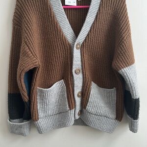Zara Brown and Gray Kids Cardigan